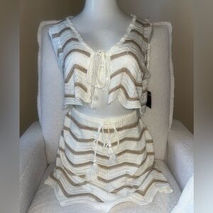 Almost Famous Cream and Brown Knit Set new with tags